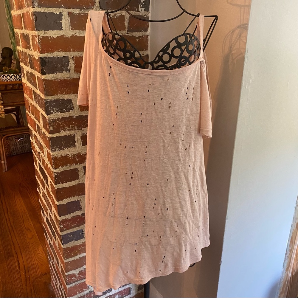 Holey asymmetric t shirt